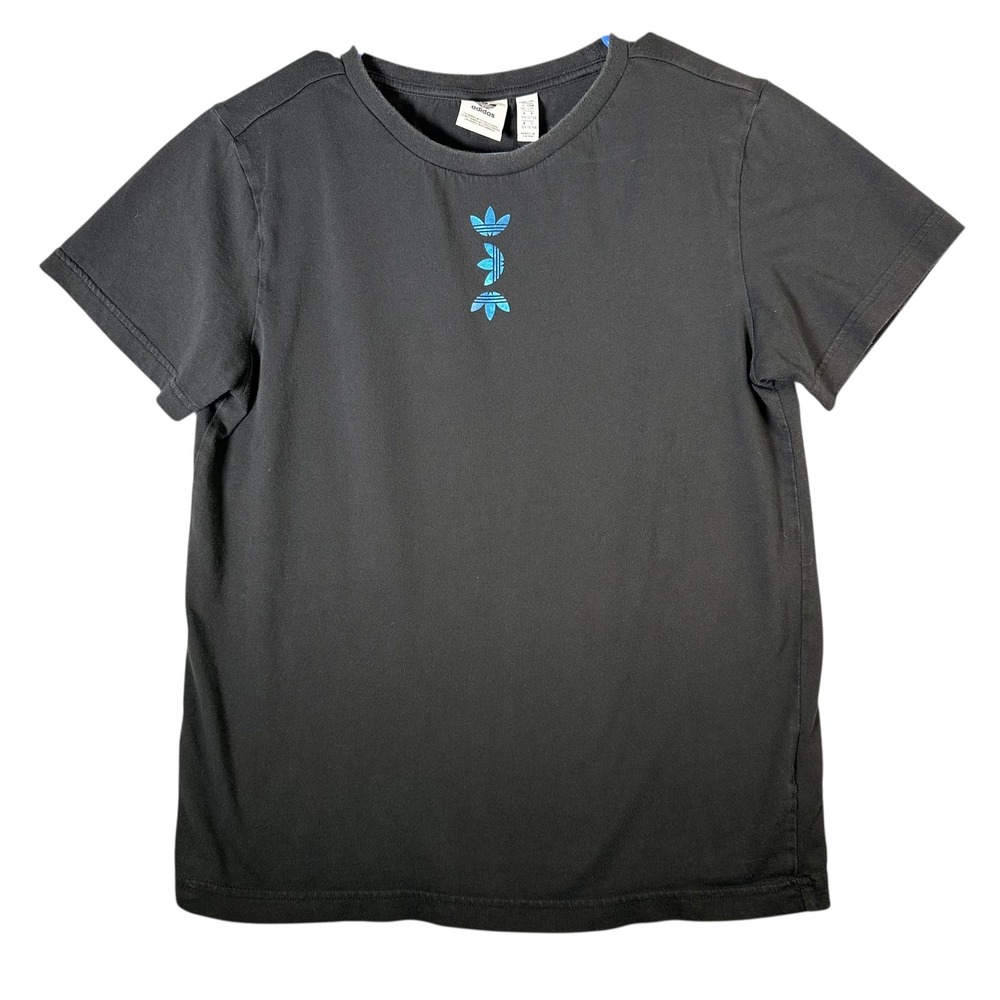 Kids Adidas Black T Shirt Short Sleeve Logo‎ Graphic Tee Youth L 13-14Y